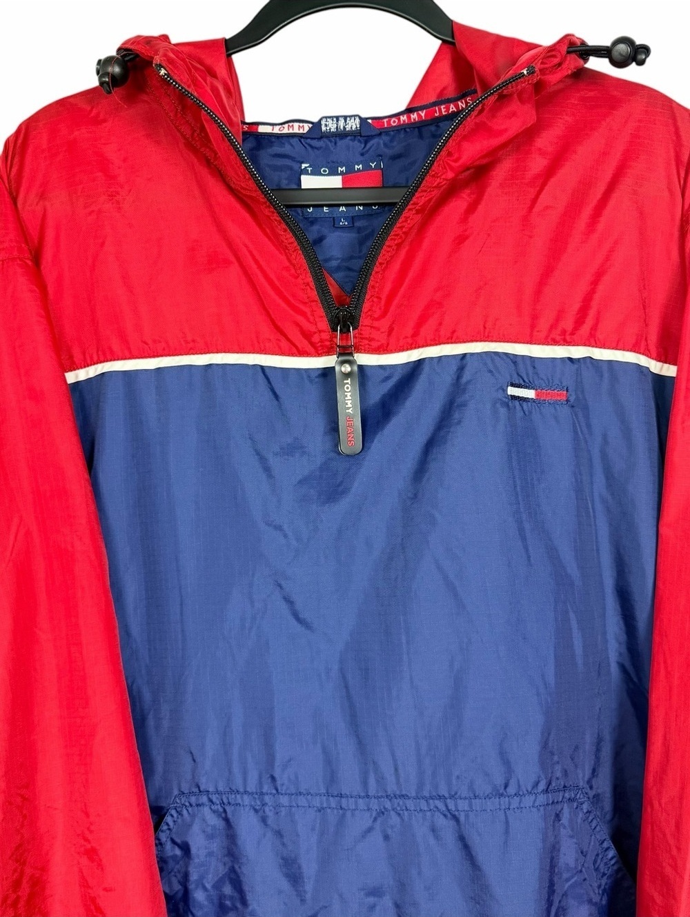 Tommy Jeans Vintage Y2K Colorblock Anorak Windbreaker Men’s L Red Navy - Picture 4 of 11